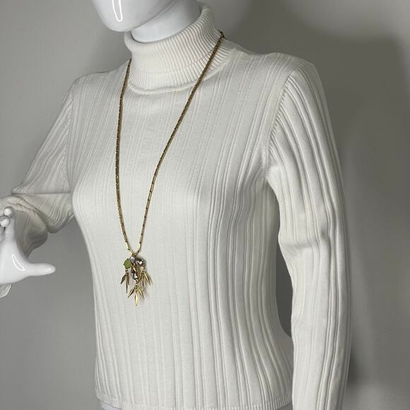 J. Crew JCREW long burnished gold tone pendant necklace signed jewelry boho - Picture 11 of 14